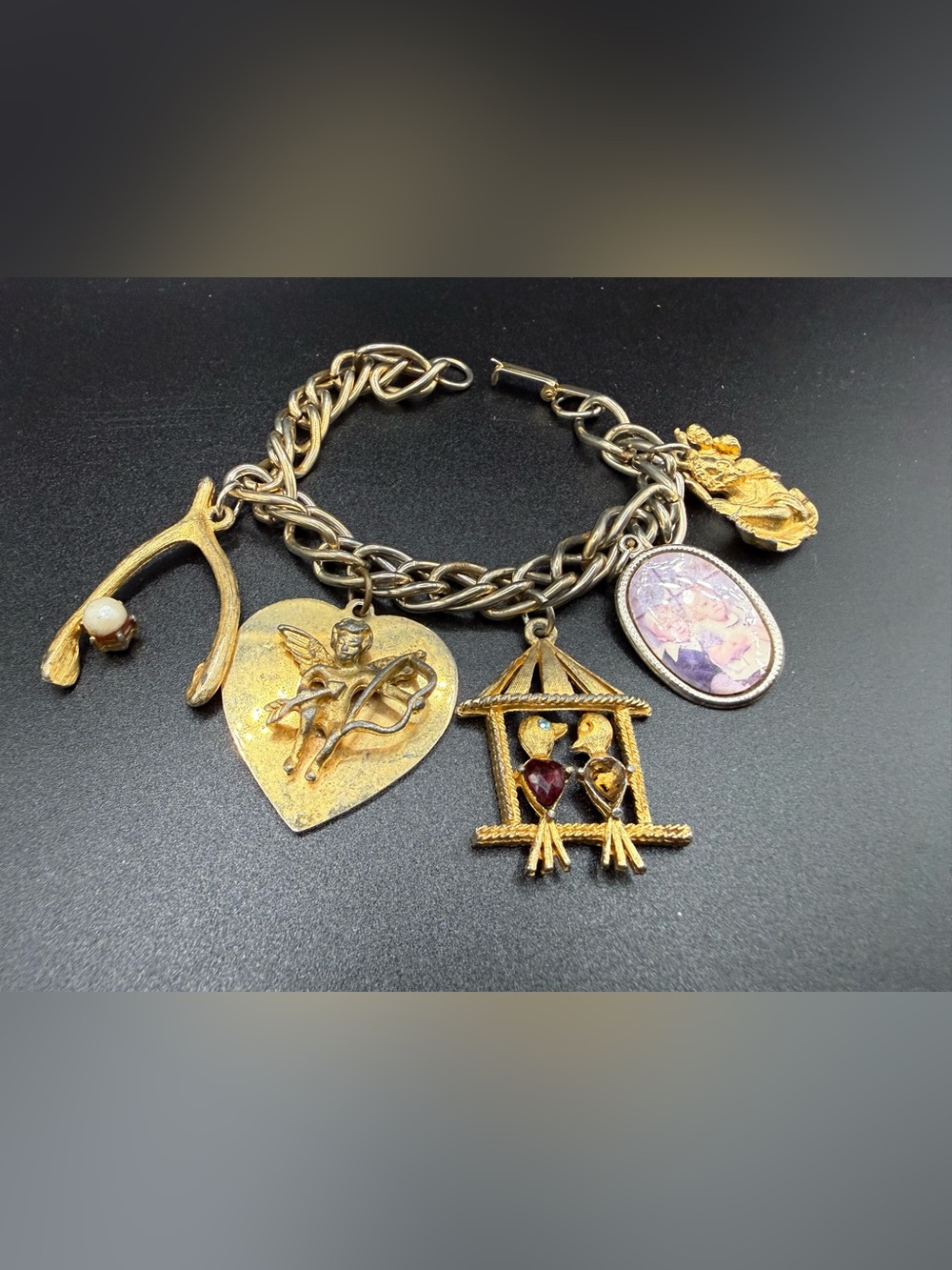 vintage gold-tone charm bracelet
